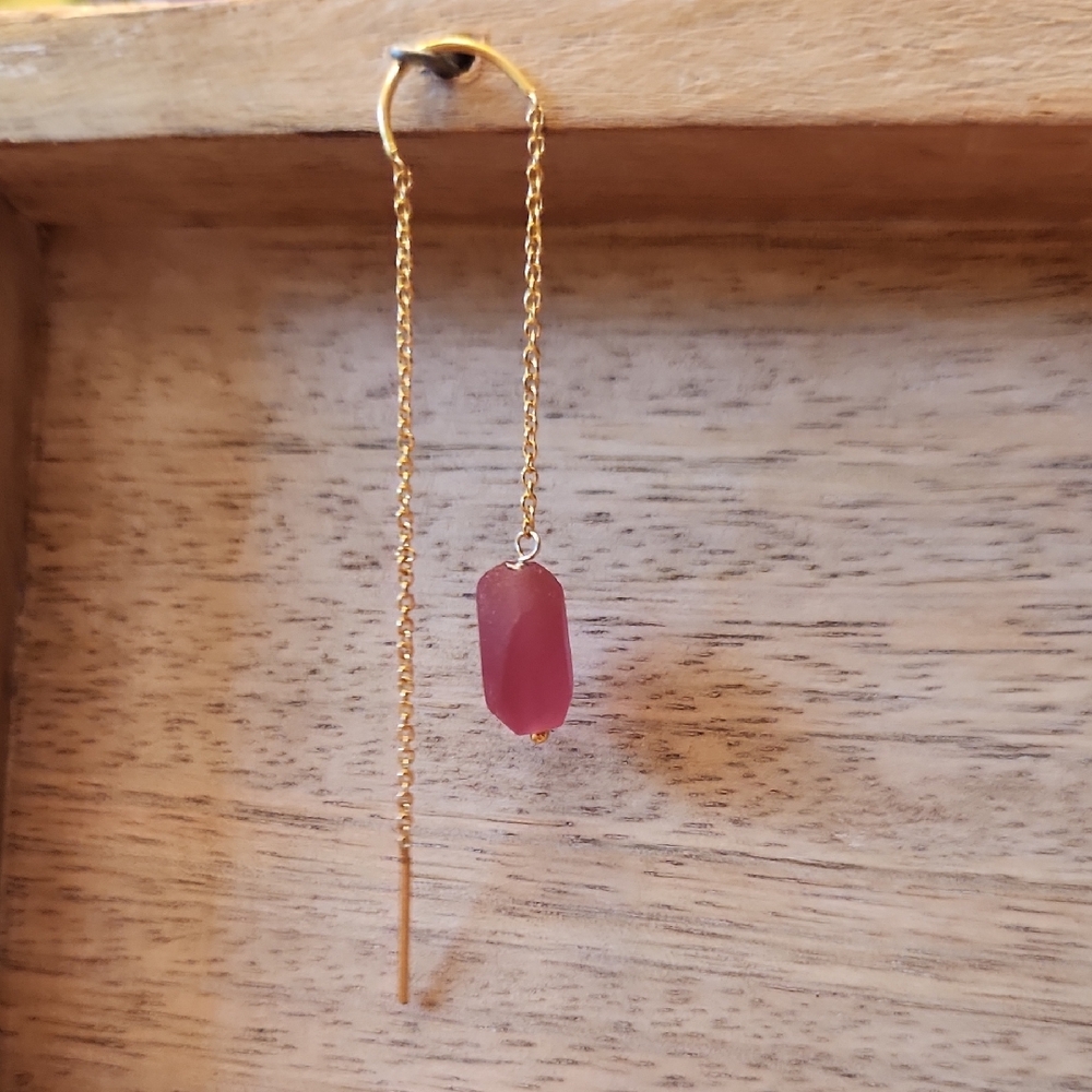 Elegant Gold and Pink Threader Earring